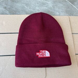 North Face Burgundy Red Beanie Unisex Cap